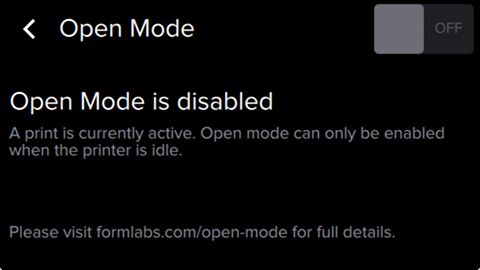 Form2 SLA 3D列印機(jī) 開放模式 open mode 關(guān)閉 列印中
