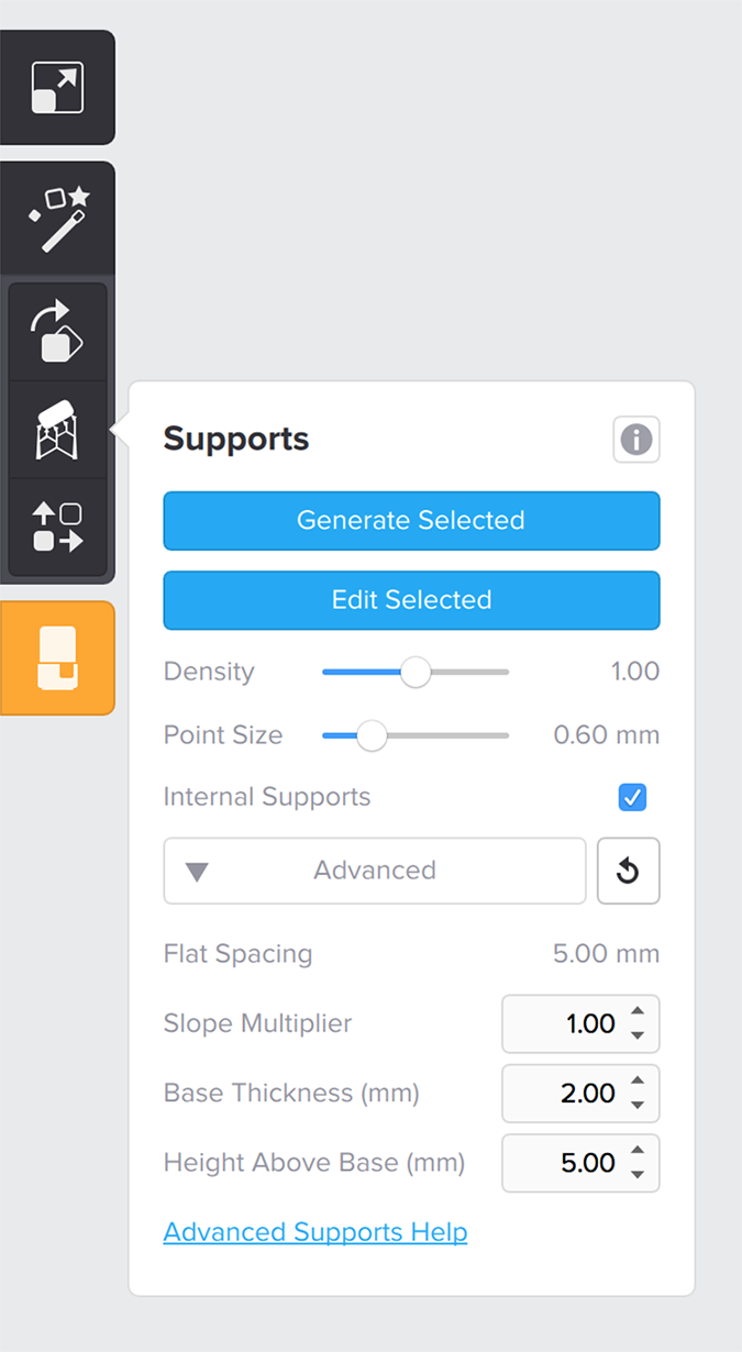 formlabs form2 preform切片軟體教學(xué) 進階支撐設(shè)定 支撐選單