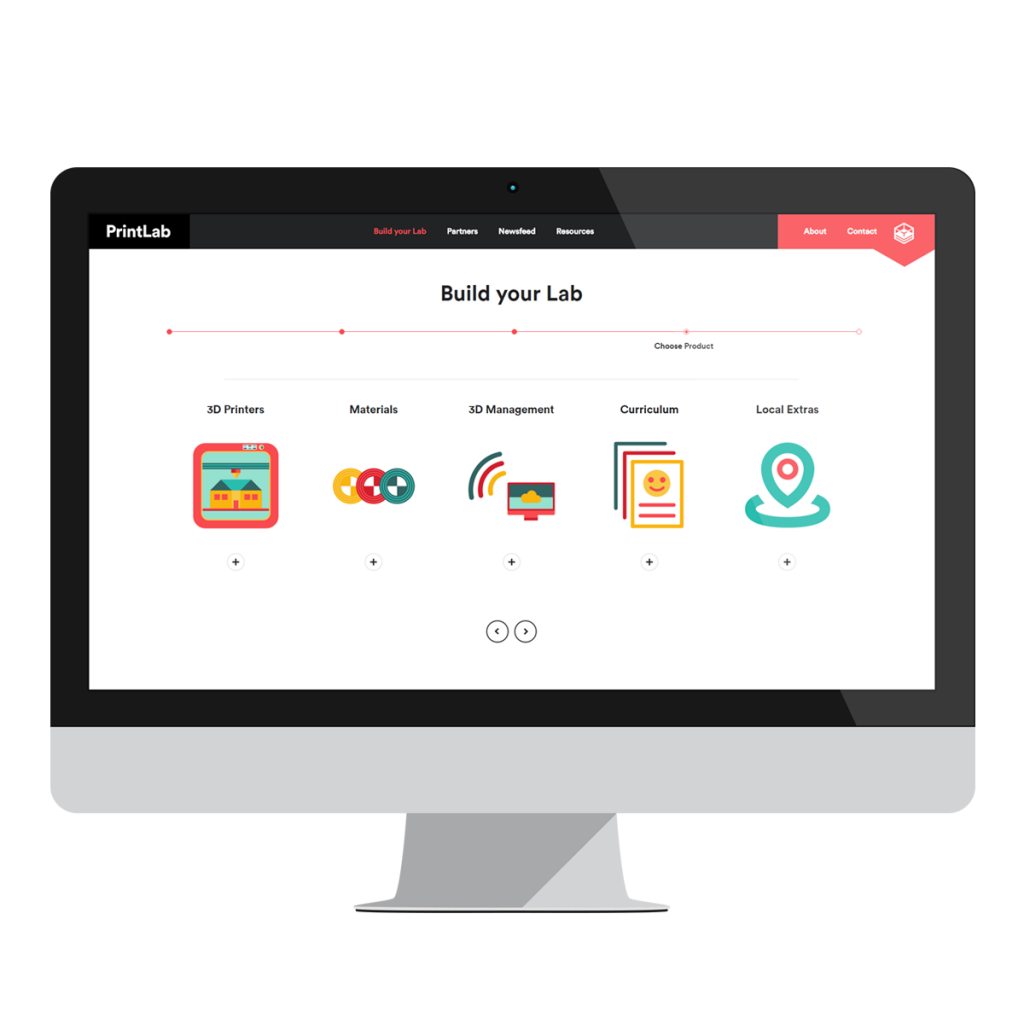 Printlab平臺提供3D列印機、3D列印材料、3D列印課程以及3D列印教學，讓教育單位可以快速的找到最實用的資源。